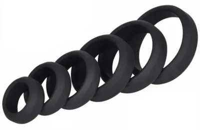 Lot de 6 cockrings Silicone HYPERION Noir