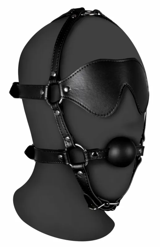 Bâillon Muselière avec Boule et Masque GAG XTREME Noir