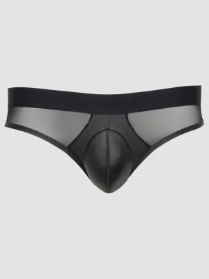 Slip maille transparente & wetlook noir