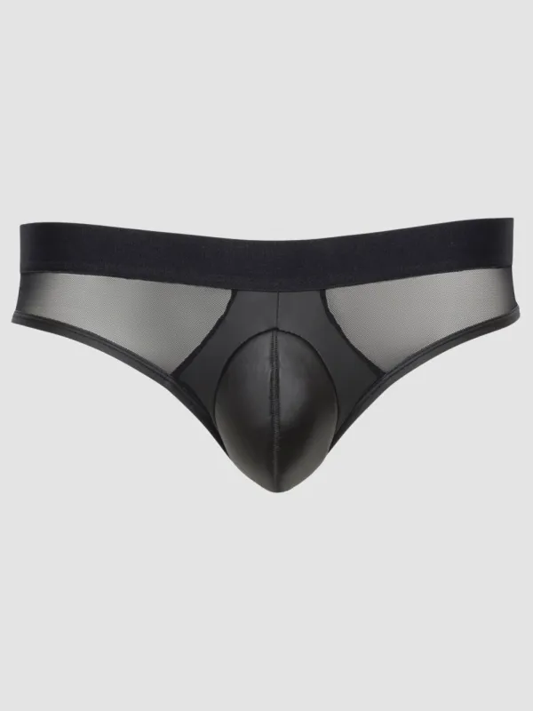 Slip maille transparente & wetlook noir