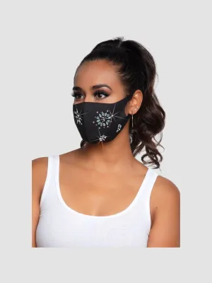 Masque de Protection Noir & Fleurs De Strass