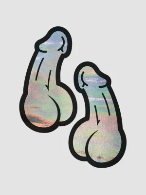 Autocollants Pénis Holographique Argent