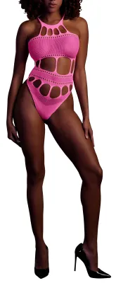 Ouch! Glow Body à encolure grecque Rose Fluo
