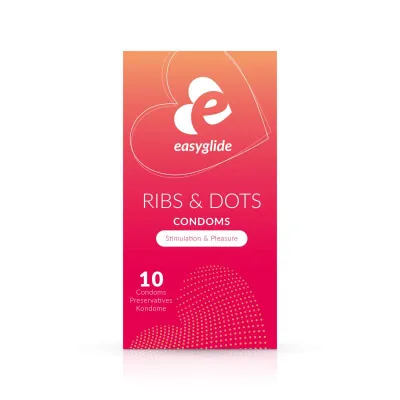 EasyGlide - Préservatifs nervurés et stimulants "Ribs and Dots" - 10 pièces