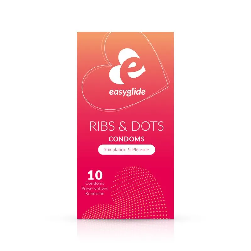 EasyGlide - Préservatifs nervurés et stimulants "Ribs and Dots" - 10 pièces