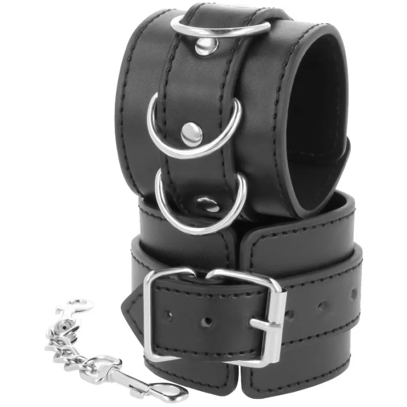 Menottes BDSM Darkness Simili-Cuir Noir Réglables