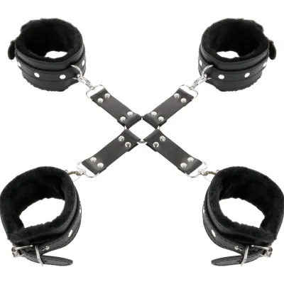 Kit hogtie en X cuir noir Darkness - Darkness