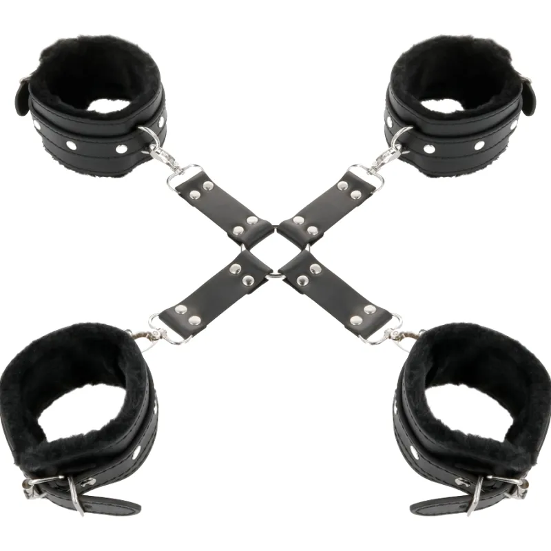 Kit hogtie en X cuir noir Darkness - Darkness
