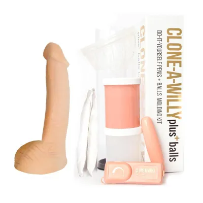 Clone-A-Willy – Kit Godemichet Vibrant avec Testicules – Beige