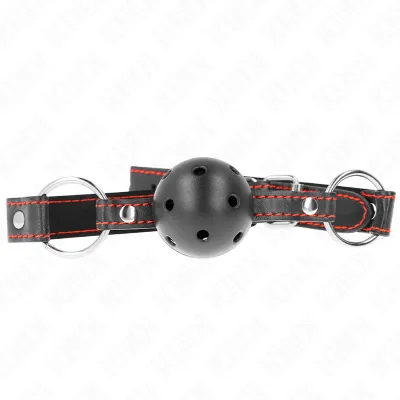 Gag balle creux dur noir modèle 2 65 x 2,5 cm - Kink
