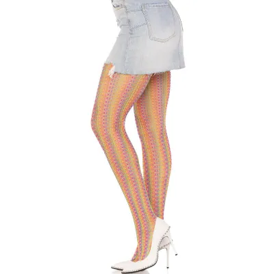 Collants Résille Crochet Arc-en-Ciel Multicolore - Leg Avenue