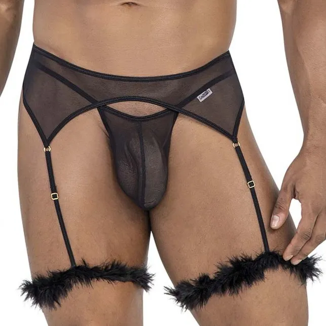 String et porte-jarretelles VOLTIS 2 Pièces Noir