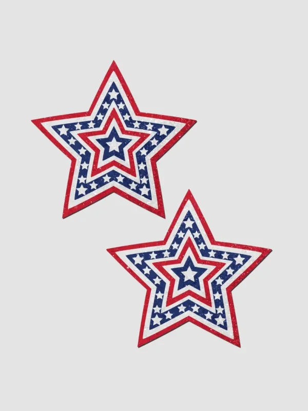 Caches-Tétons Étoile USA Rouge, Blanc & Bleu