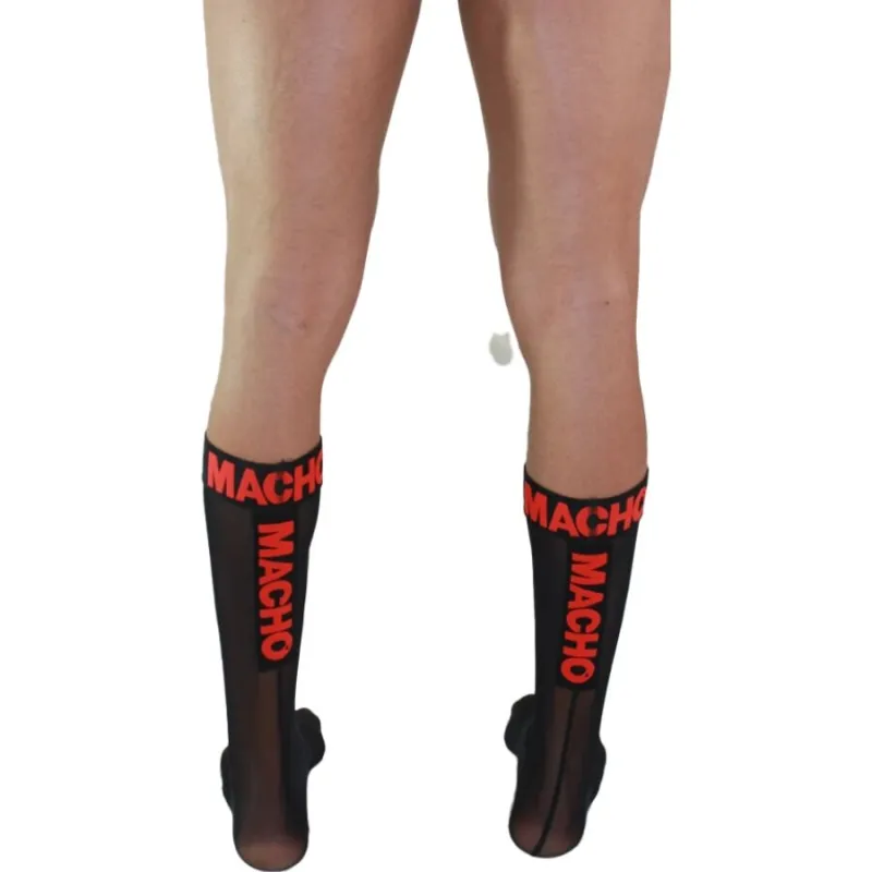 Chaussettes Fetish Semi-Transparentes Noir/Rouge - Macho