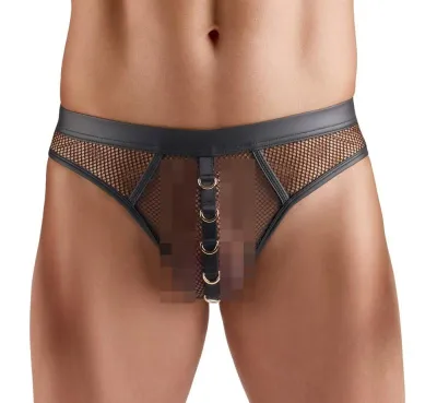 Svenjoyment Underwear - String en Résille Homme - Noir