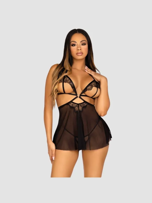 Nuisette ouverte 86141 dentelle noir