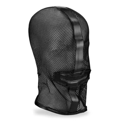 Cagoule BDSM en résille avec ouverture buccale