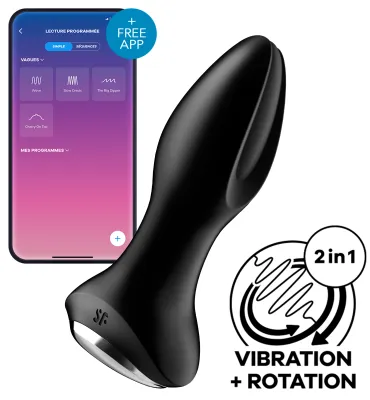 Plug vibrant connecté ROTATOR 2 Satisfyer 10 x 4cm Noir