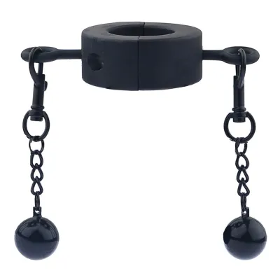 Ballstretcher en métal avec Boules TESTICLE S 32mm - Hauteur 12mm - Poids 275g Noir