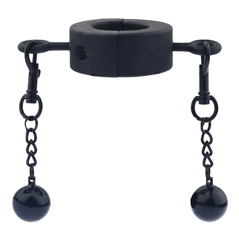 Ballstretcher en métal avec Boules TESTICLE S 32mm - Hauteur 12mm - Poids 275g Noir