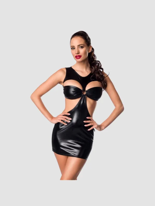 Robe mini ouverte 18293 wetlook noir