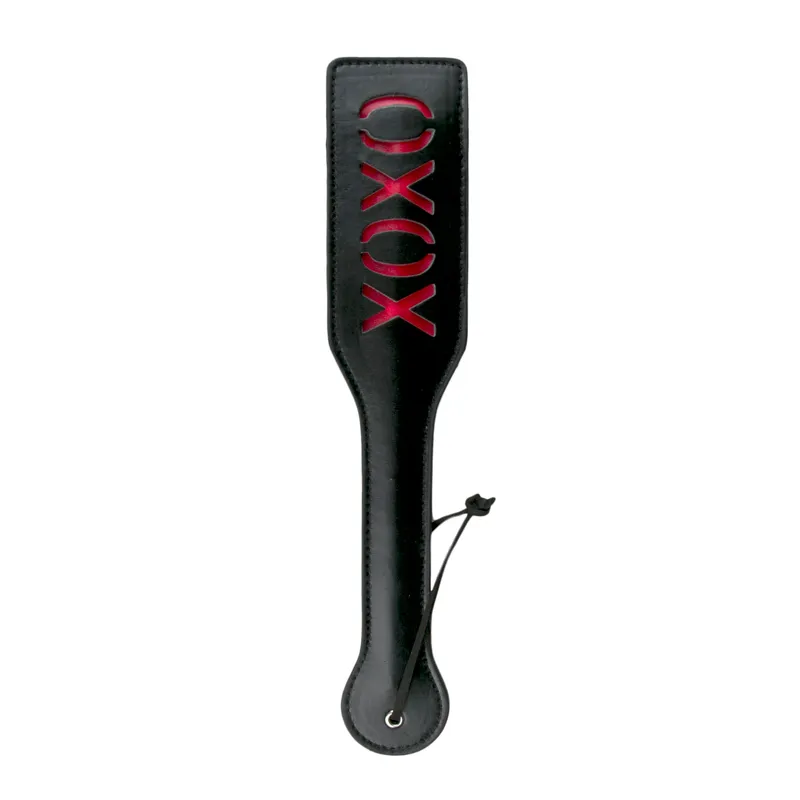 Easytoys Fetish - Tapette à fessée noir en cuir - XOXO