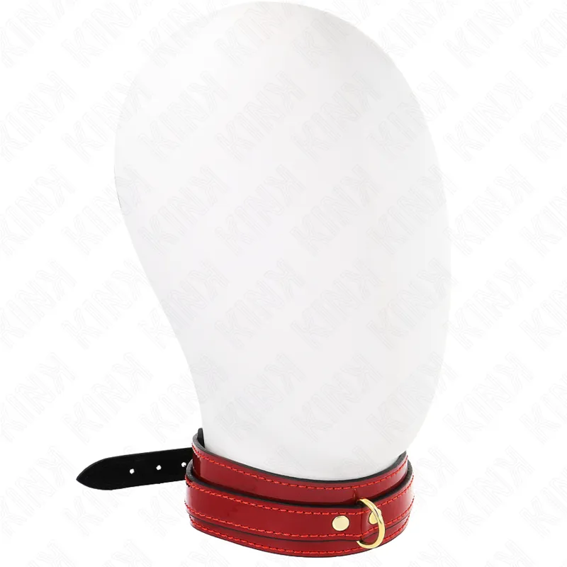 Collier BDSM Ajustable Rouge Vin Détails Dorés - KINK