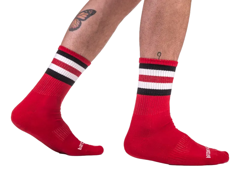 Barcode Berlin Chaussettes HALF FETISH Stripes Rouge Noir Blanc