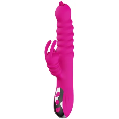 Vibromasseur Rabbit Double Tongue Chauffant Fuchsia - Armony