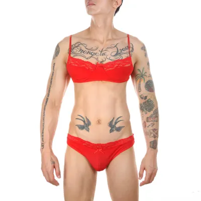 Ensemble Slip et Bra TARMINA Rouge