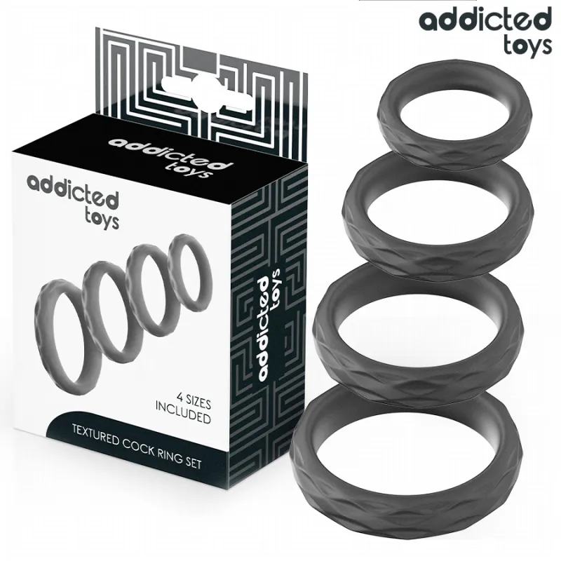 Anneaux Péniens Texturés Set 4 Tailles - Addicted Toys