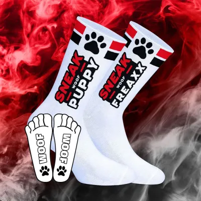 SneakFreaxx Chaussettes SNEAK WOOF PUPPY Rouge