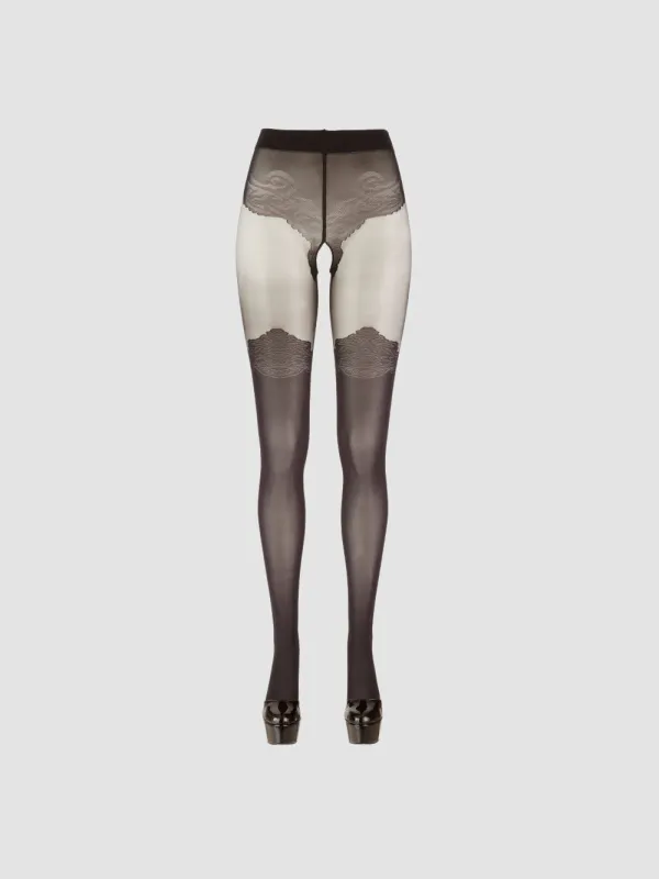 Collant Noir Ouvert 2 Epaisseurs