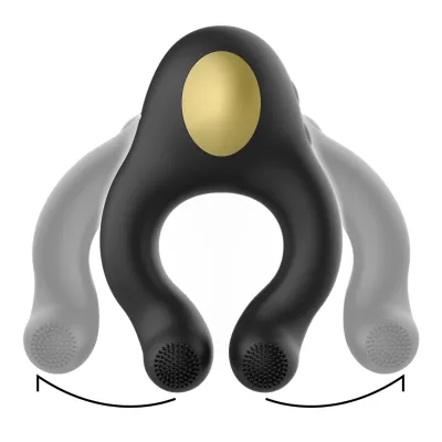 Anneau vibrant 3 moteurs silicone noir et or - Armony