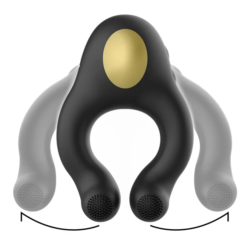 Anneau vibrant 3 moteurs silicone noir et or - Armony