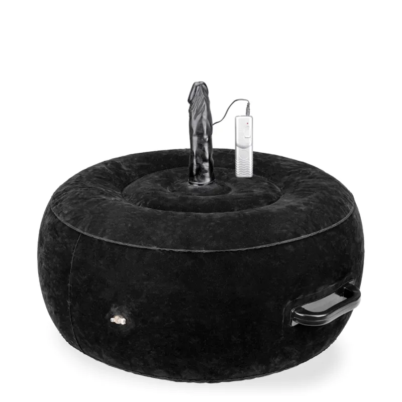 Coussin gonflable rond avec gode vibrant Crazy Rider gode vaginal ou anal homme ou femme - Noir