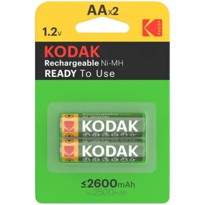 Piles Rechargeables AA HR6 2600mAh Pack de 2 - Kodak