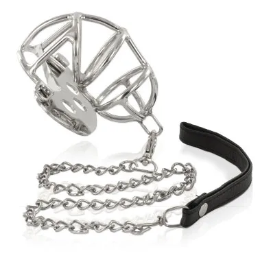 Cage de chasteté avec laisse en acier inoxydable - Metal Hard