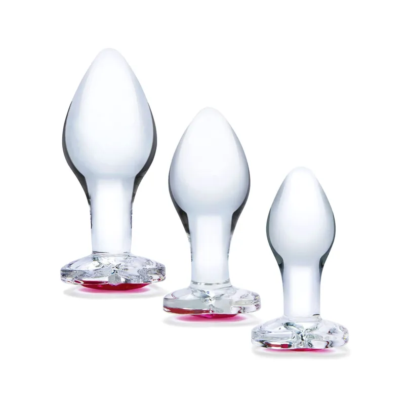 Kit 3 Bijoux Intimes Heart Jewel Glass Training