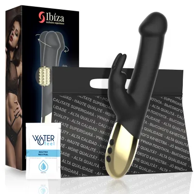 Vibromasseur Lapin Rotatif Ibiza Noir et Or - Ibiza