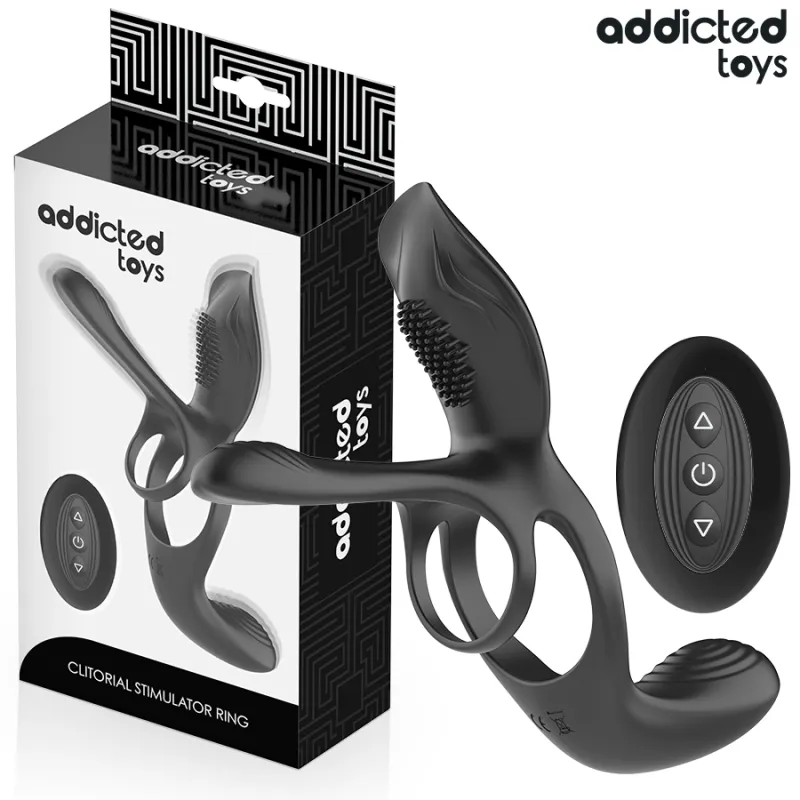 Anneau Double Pénis avec Stimulateur Clitoridien - Addicted Toys