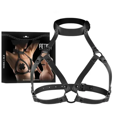 Harnais Bondage Poitrine Réglable Cuir Vegan - Fetish Submissive