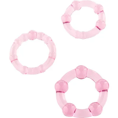 Ensemble de 3 anneaux péniens rose - Seven Creations