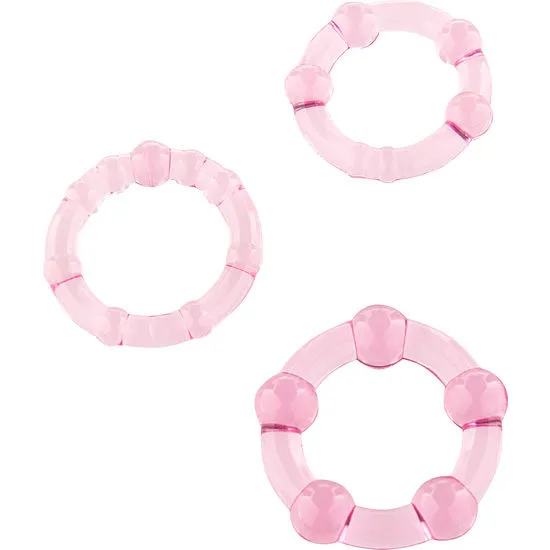 Ensemble de 3 anneaux péniens rose - Seven Creations