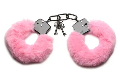 XR Brands - Cuffed in Fur Menottes - Rose