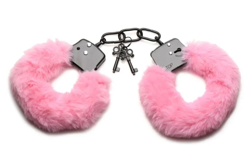 XR Brands - Cuffed in Fur Menottes - Rose