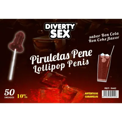Sucettes pénis Diablo Goloso rhum cola 50 pcs - Diverty Sex