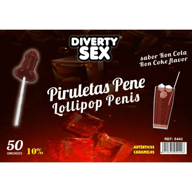 Sucettes pénis Diablo Goloso rhum cola 50 pcs - Diverty Sex