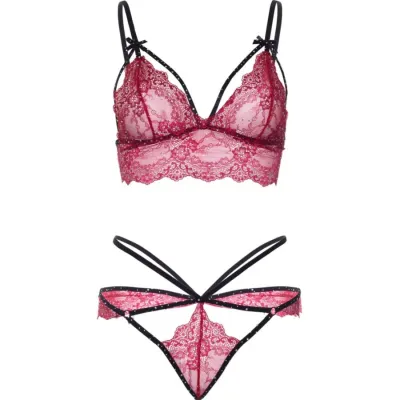Ensemble Lingerie Soutien-Gorge String Bordeaux S - Leg Avenue