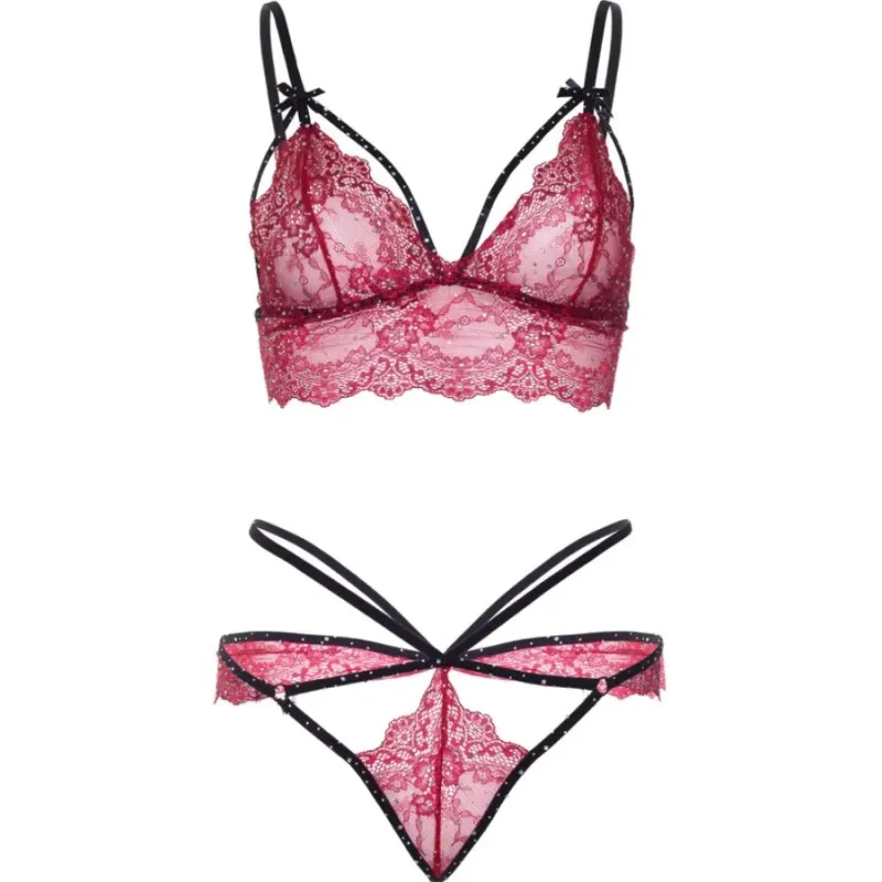Ensemble Lingerie Soutien-Gorge String Bordeaux S - Leg Avenue